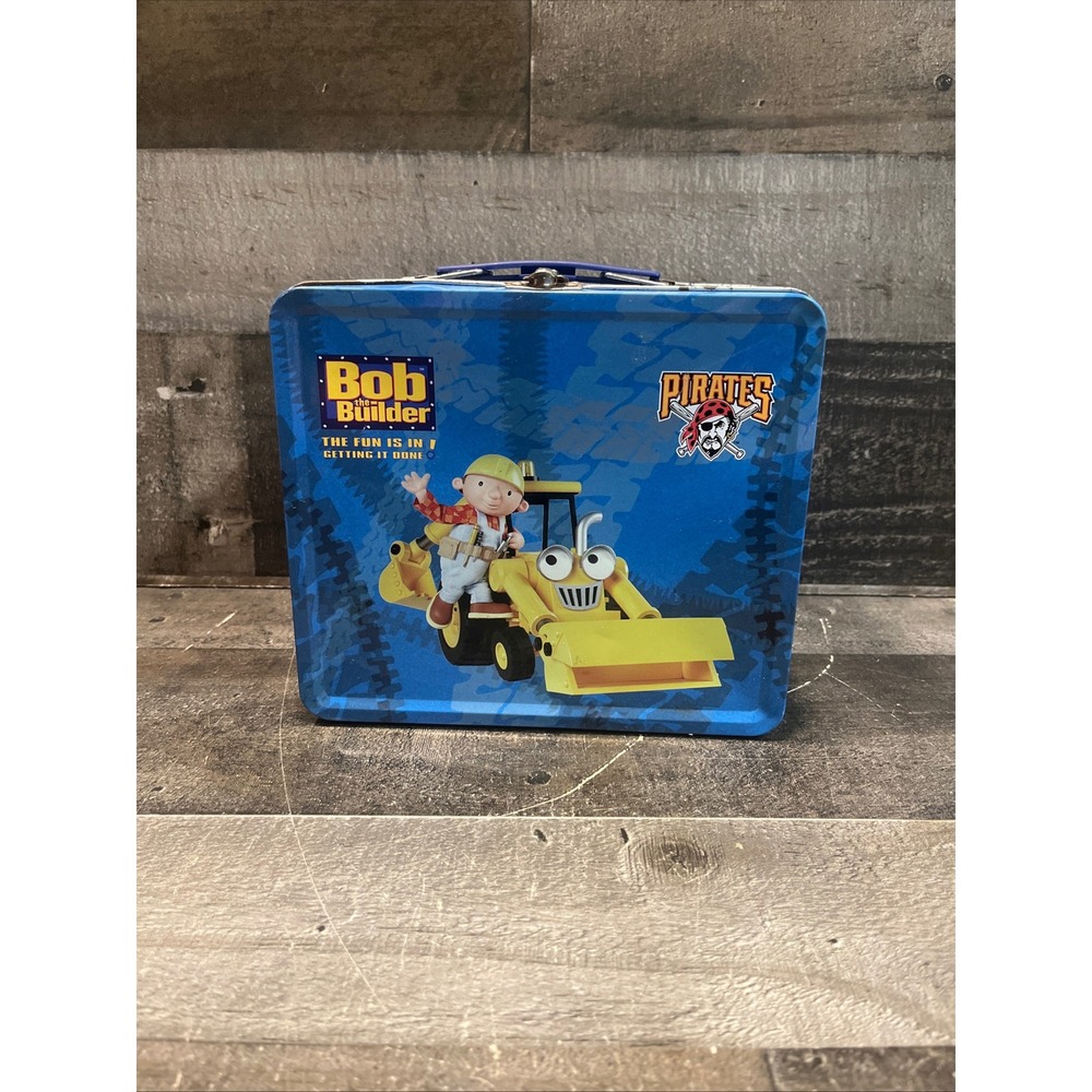 Bob the Builder Pittsburgh Pirates Metal Lunch Box 2005 White Blue Tin